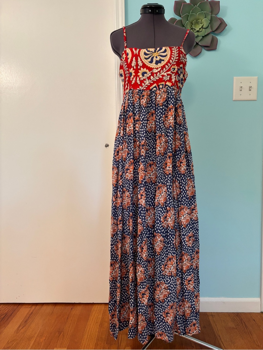 NATURAL LIFE Bailey Red & Navy Floral Boho Maxi Dress XS BNWT